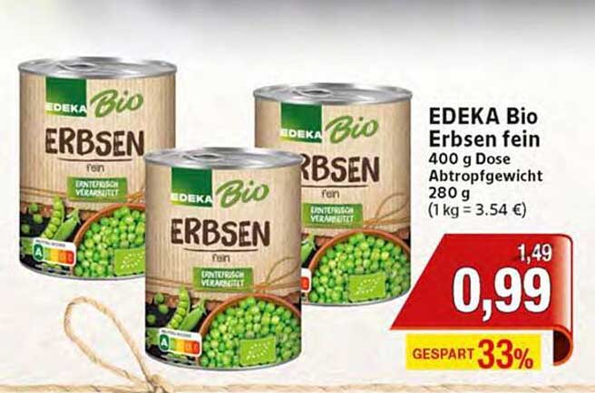 EDEKA Bio Erbsen fein 400 g Dose