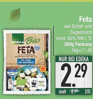 EDEKA Bio Feta aus Schaf- und Ziegenmilch 200g