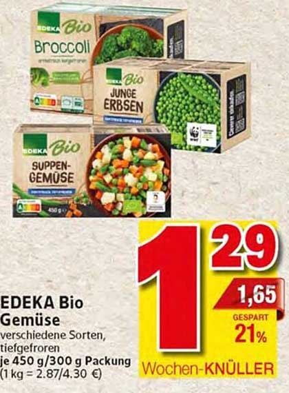 EDEKA Bio Gemüse – verschiedene Sorten, tiefgefroren