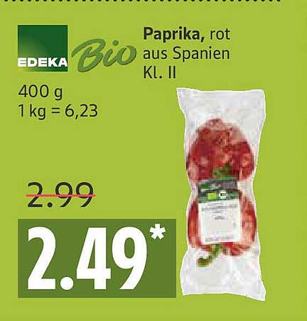EDEKA Bio Paprika, rot aus Spanien - 400 g