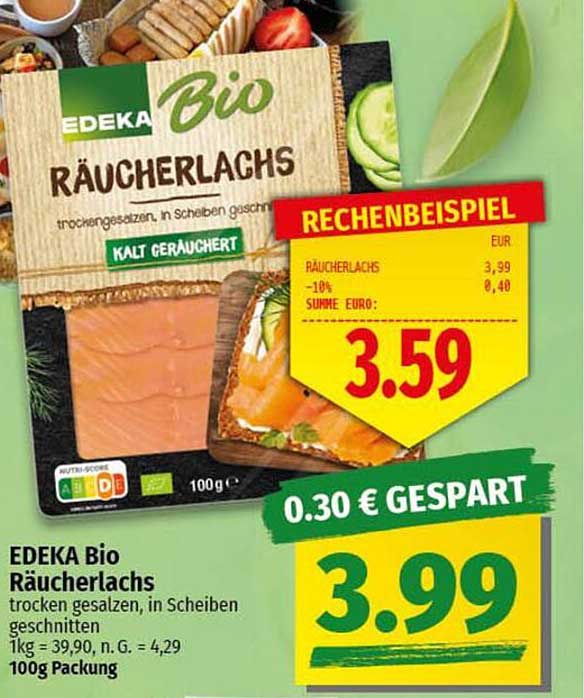 EDEKA Bio RäucherLachs - kalt geräuchert, in Scheiben geschnitten
