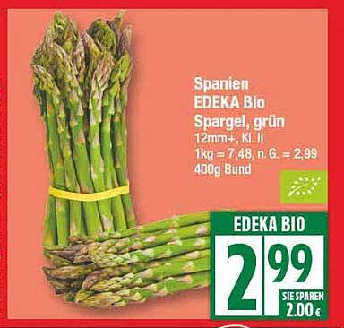 EDEKA Bio Spargel, grün 400g Bund