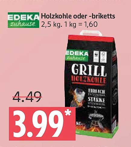 EDEKA Grill-Holzkohle oder -briketts 2,5 kg