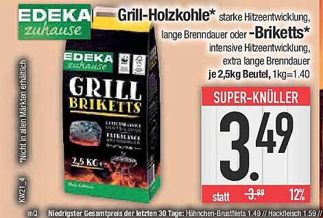 EDIKA Grill-Holzkohle 2,5kg - für das perfekte Grillerlebnis