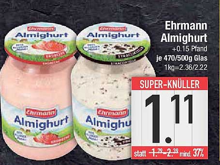 Ehrmann Almighurt 470/500g Gläser, Vielfalt genießen!