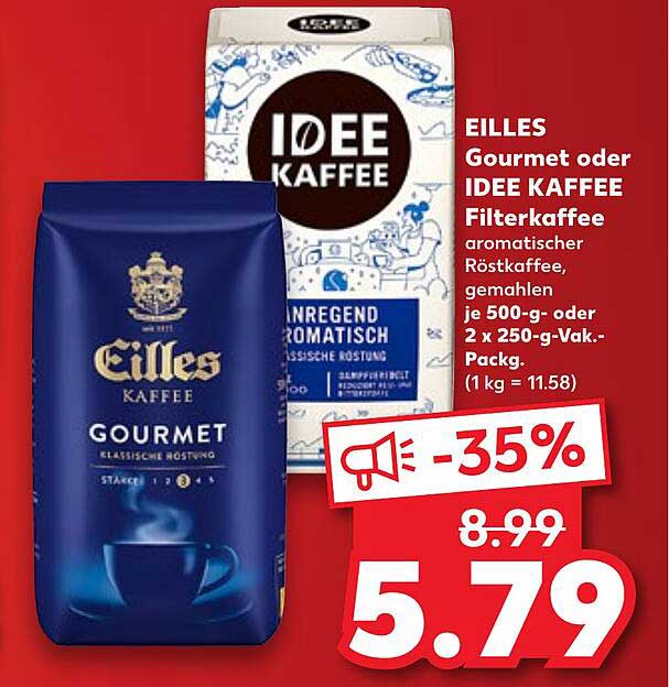 EILLES Gourmet oder IDEE KAFFEE Filterkaffee
