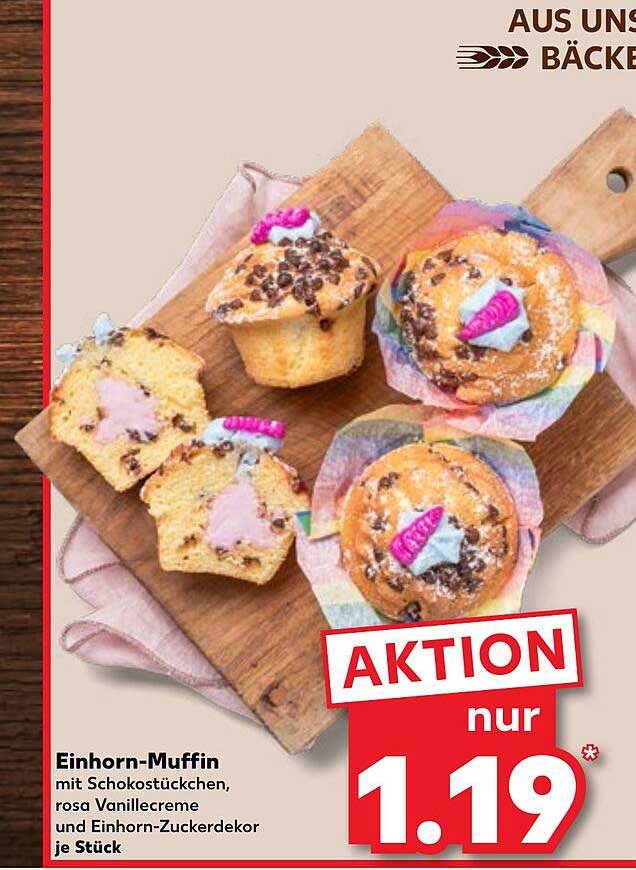 Einhorn-Muffin mit Schokostückchen und rosa Vanillecreme