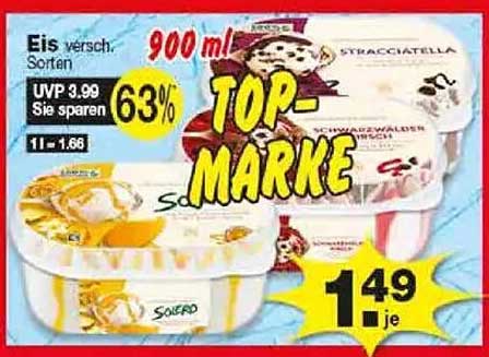 Eis versch. Sorten 900 ml – Top-Marke