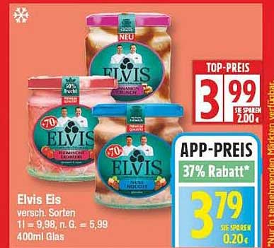 Elvis Eis – versch. Sorten im 400ml Glas