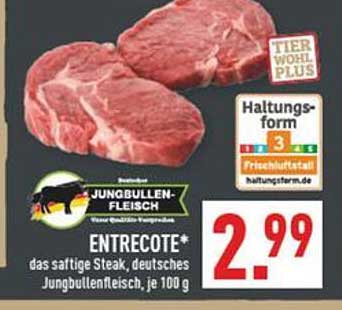 ENTRECOTE - das saftige Steak, deutsches Jungbullenfleisch, je 100 g