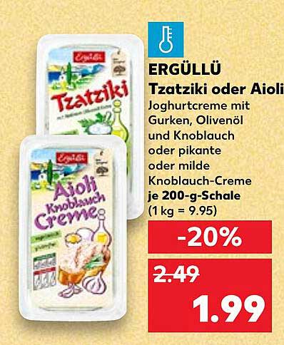 ER GüLLü Tzatziki oder Aioli Joghurtcreme mit Gurken, Olivenöl und Knoblauch