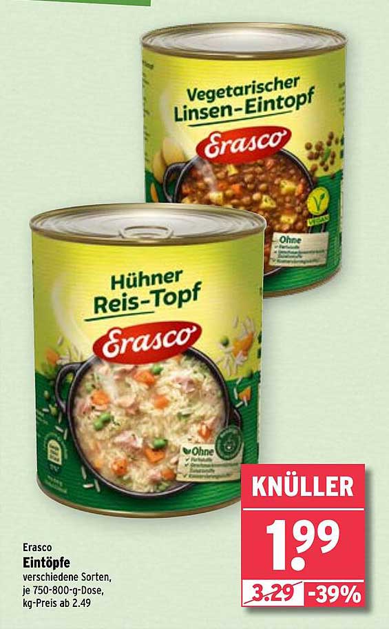 Erasco Eintöpfe – verschiedene Sorten, je 750-800-g-Dose
