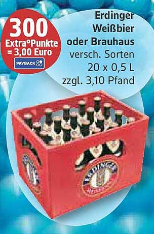 Erdinger Weißbier oder Brauhaus – 20er Kasten (0,5 L)