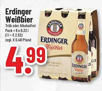 Erdinger Weißbier Trüb oder Alkoholfrei 6 x 0,33 l