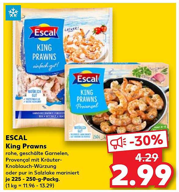 ESCAL King Prawns: Rohe, geschälte Garnelen mit Kräuter-Knoblauch-Würzung