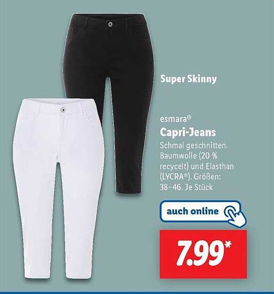 esmará® Capri-Jeans Super Skinny in Schwarz und Weiß