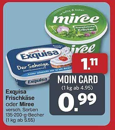 Exquisa Frischkäse oder Miree – 0,99 €