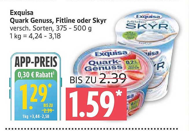 Exquisa Quark Genuss, Fitline oder Skyr, 375 - 500 g