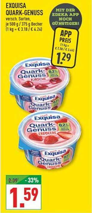 Exquisa Quark-Genuss verschiedene Sorten - Kirsche und Erdbeere
