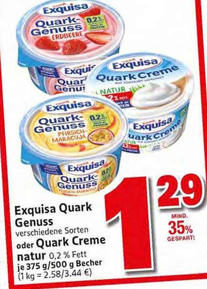 Exquisa Quark Genuss verschiedene Sorten oder Quark Creme