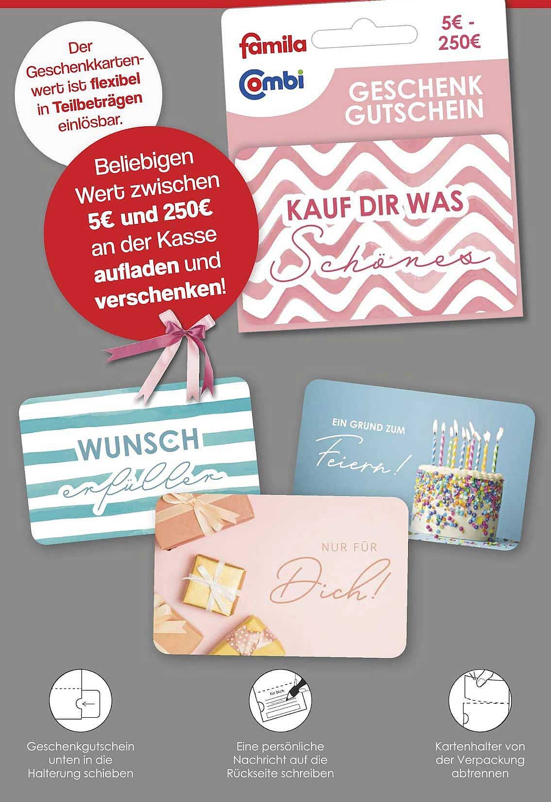 Famila Geschenkgutschein im Wert von 5€ bis 250€