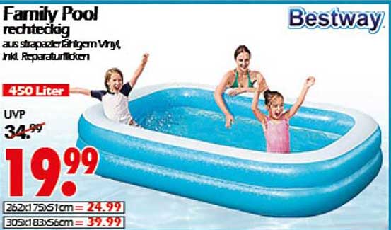 Family Pool rechteckig aus strapazierfähigem Vinyl