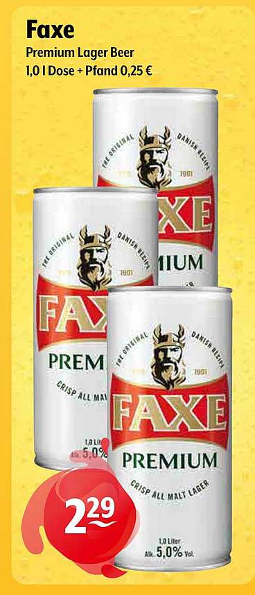 Faxe Premium Lager Bier 1,0 l Dose + Pfand 0,25 €