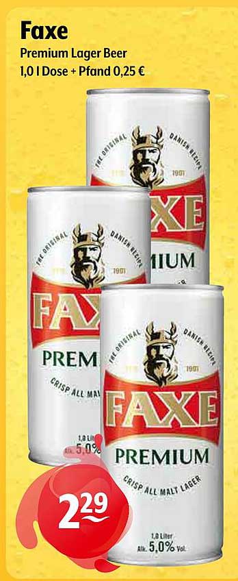 Faxe Premium Lager Bier 1,0 l Dose + Pfand 0,25 €