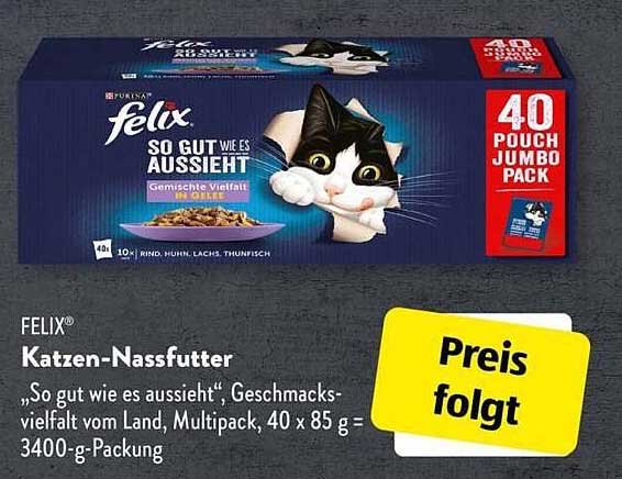 FELIX Katzen-Nassfutter „So gut wie es aussieht“, Gemischte Vielfalt, 40 x 85 g