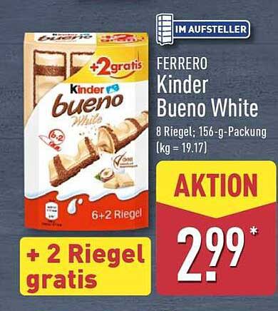 Ferrero Kinder Bueno White – 8 Riegel mit 2 gratis