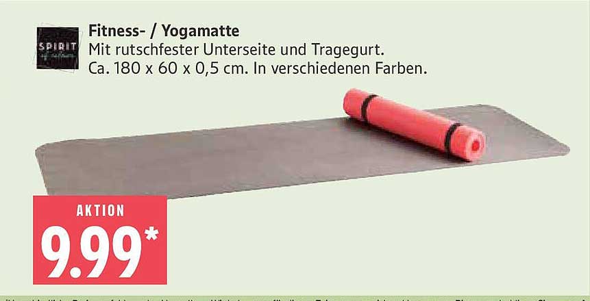 Fitness- / Yogamatte mit rutschfester Unterseite und Tragegurt