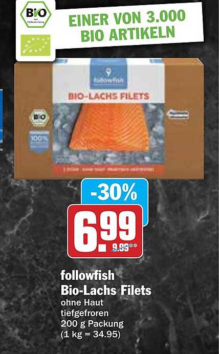 followfish Bio-Lachs Filets ohne Haut tiefgefroren 200 g