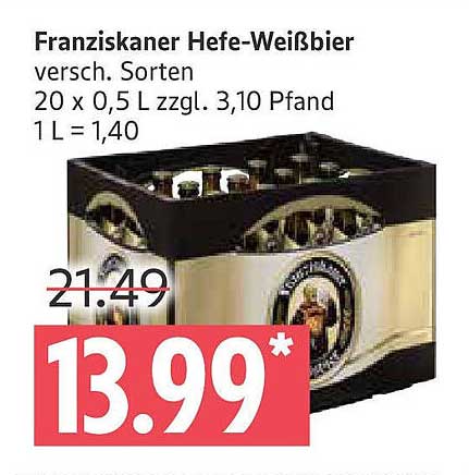 Franziskaner Hefe-Weißbier 20 x 0,5 L