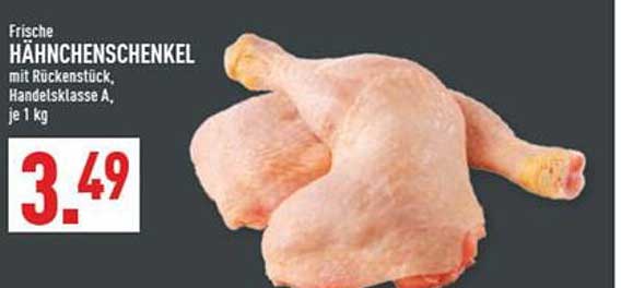 Frische Hähnchenschenkel mit Rückenstück, Handelsklasse A, je 1 kg