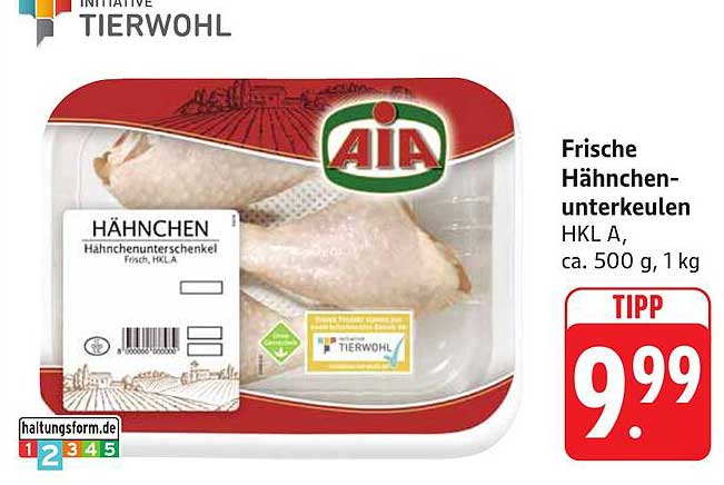 Frische Hähnchenunterkeulen HKL A, ca. 500 g