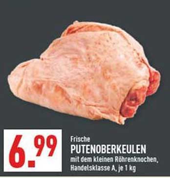 Frische PUTENOBERKEULEN mit dem kleinen Röhrenknochen, Handelsklasse A, je 1 kg