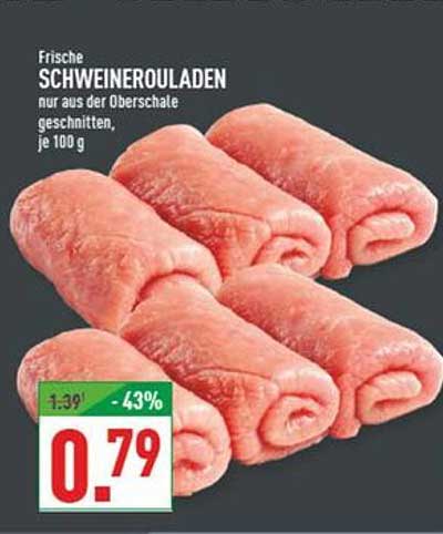 Frische Schweinerouladen nur aus der Oberschale geschnitten, je 100 g