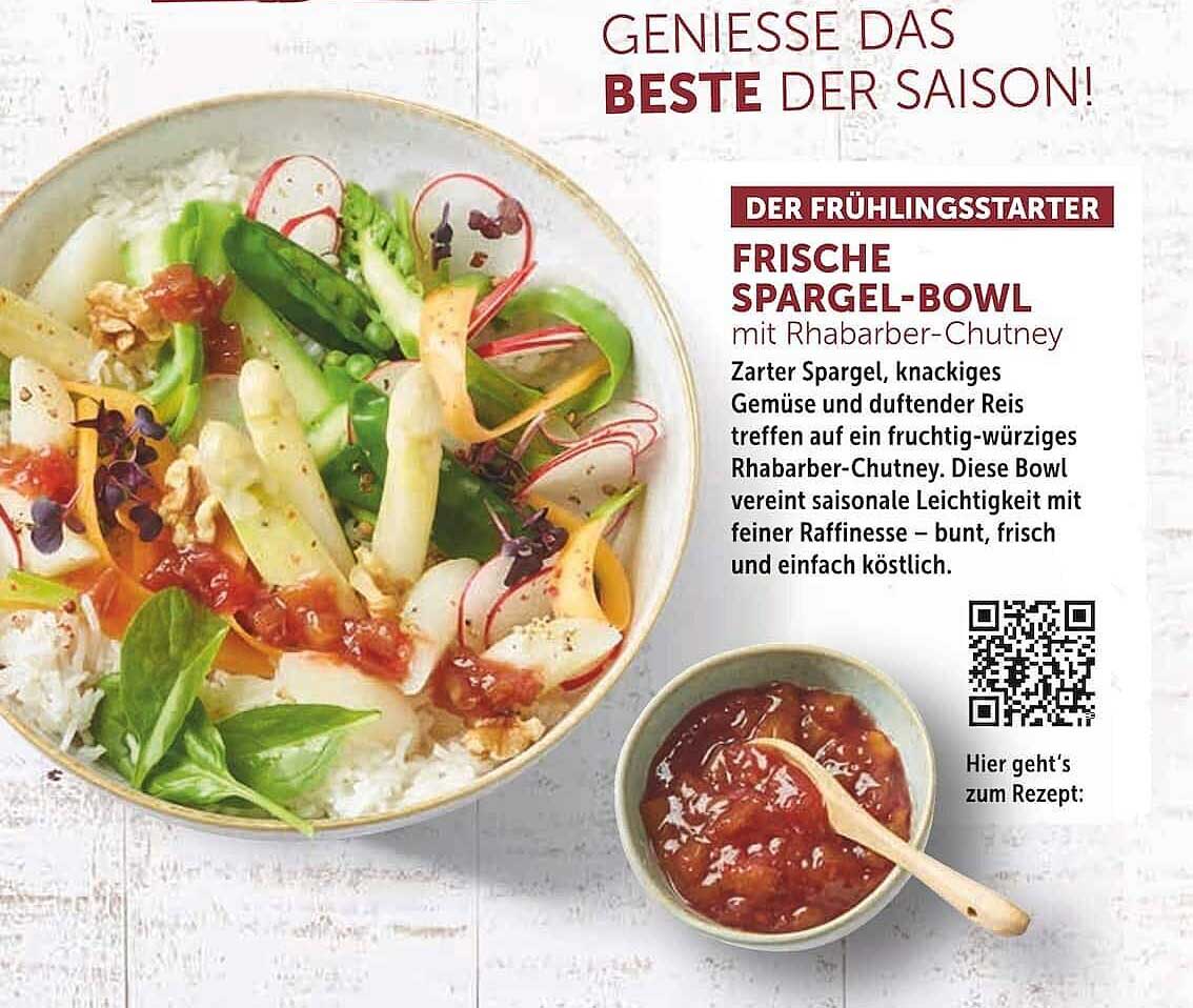 Frische Spargel-Bowl mit Rhabarber-Chutney