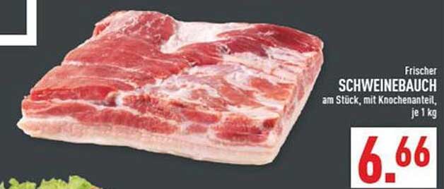 Frischer Schweinebauch am Stück, mit Knochenanteil, je 1 kg
