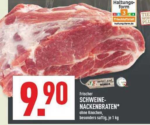 Frischer Schweinenackenbraten ohne Knochen, besonders saftig