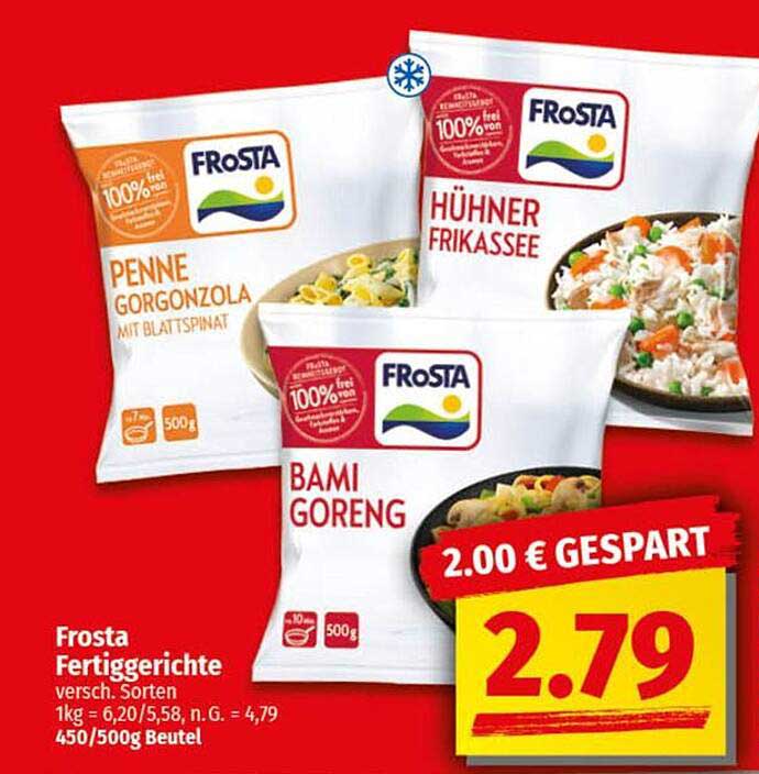 Frosta Fertiggerichte verschiedene Sorten