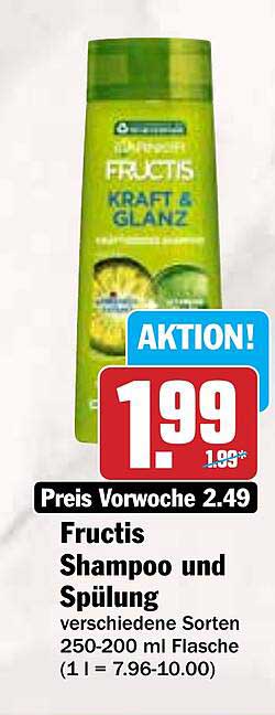 Fructis Shampoo und Spülung - Kraft & Glanz - 250-200 ml Flasche