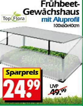 Frühbeet-Gewächshaus mit Aluprofil 100x60x40cm