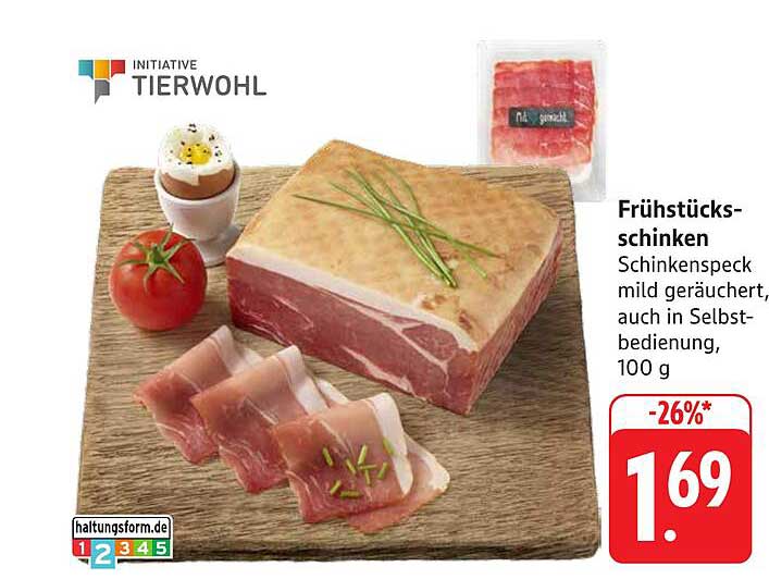 Frühstücksschinken - Schinkenspeck mild geräuchert, 100 g