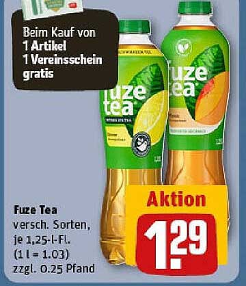 Fuze Tea - Verschiedene Sorten (1,25-L-Fl.) für nur 1,29 €