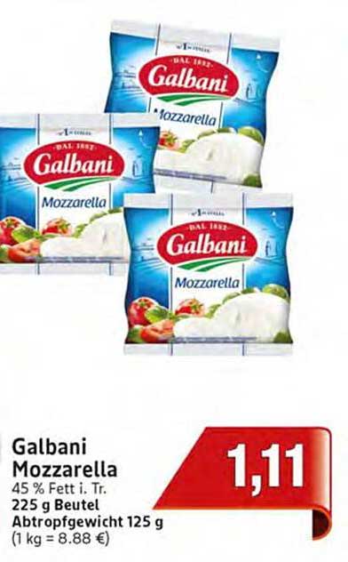 Galbani Mozzarella 225 g Beutel für nur 1,11 €