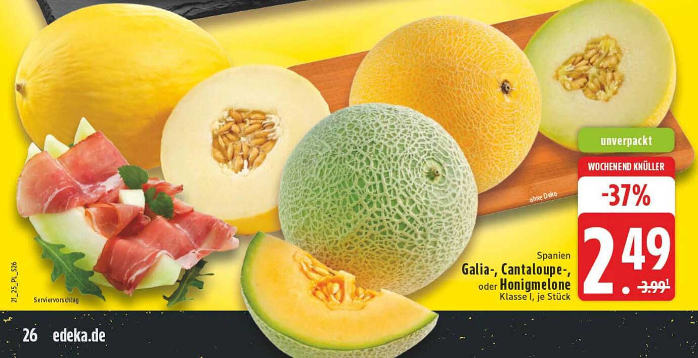 Galia-, Cantaloupe- oder Honigmelone Klasse I, je Stück
