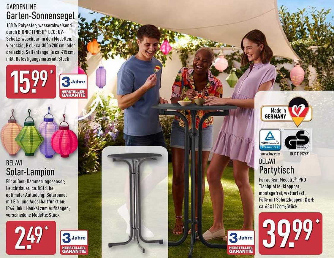 GARDENLINE Garten-Sonnensegel