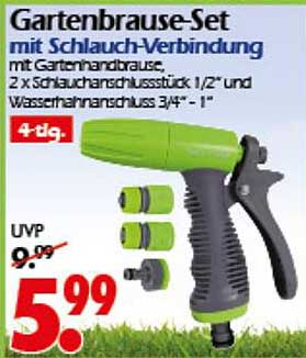 Gartenbrause-Set mit Schlauch-Verbindung