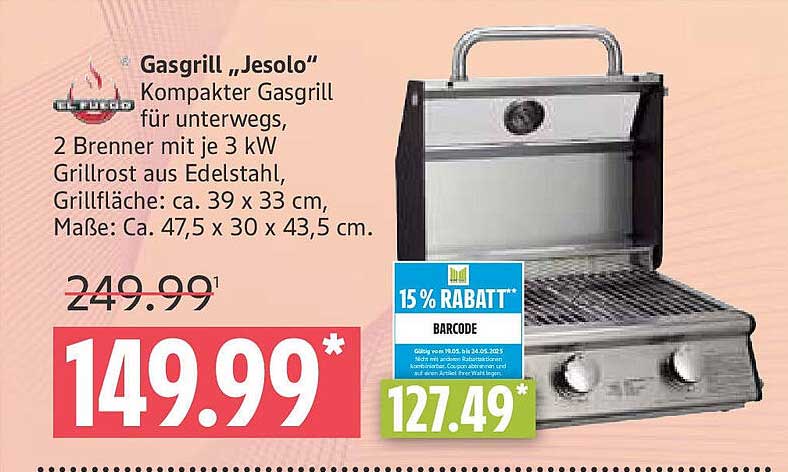 Gasgrill "Jesolo" - Kompakter Gasgrill für unterwegs